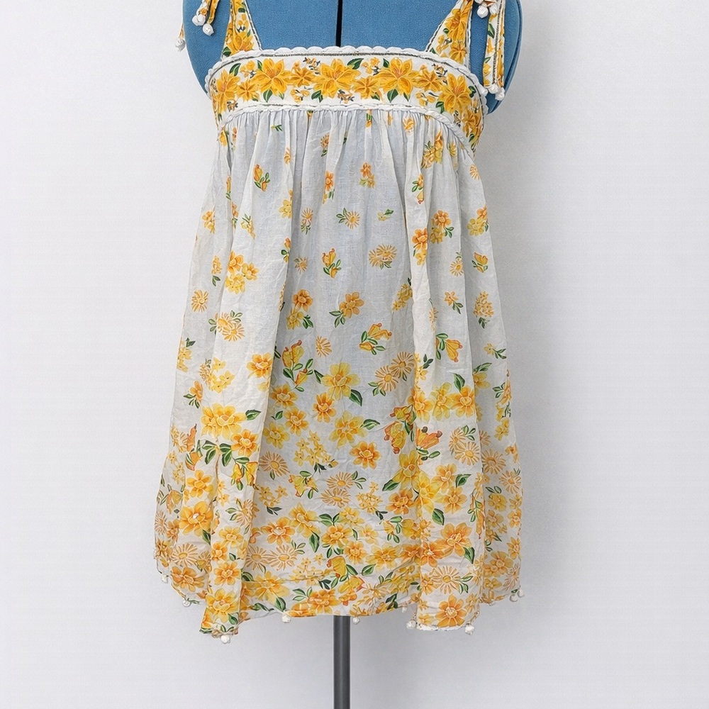 Yellow Floral Tie-Shoulder Mini Dress- Farm Rio